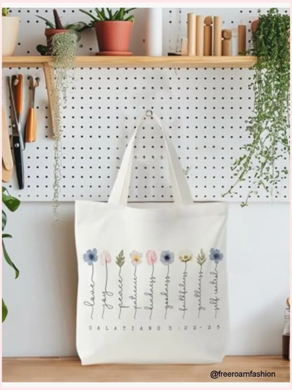 Canvas Tote Bag with Inner Pocket, Reusable Grocery Shopping Bag